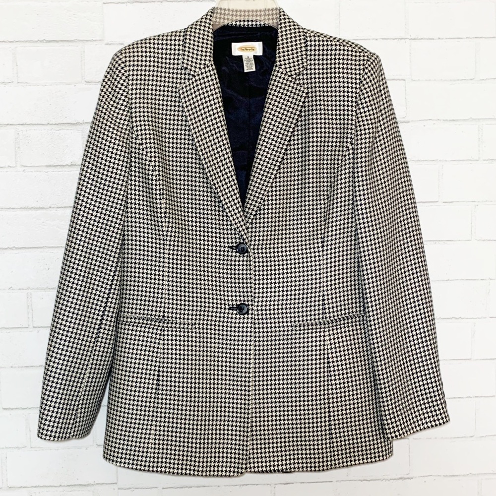 Vintage Talbots Silk Blend Houndstooth Blazer